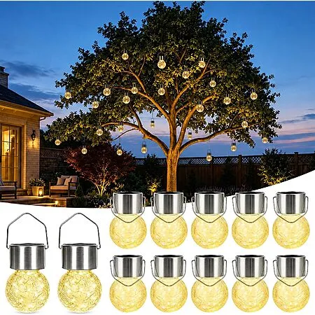 12-Pack GIGALUMI Solar Hanging Lanterns for $14.99