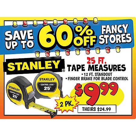 2-pack of Stanley Tape Measures for $10