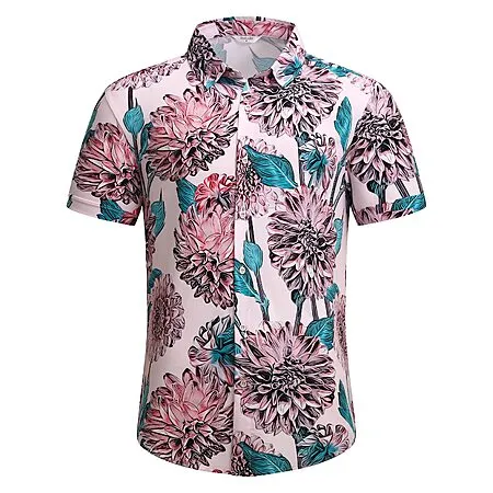 SheLucki Men's Button-Down Hawaiian Shirt for $7.49!