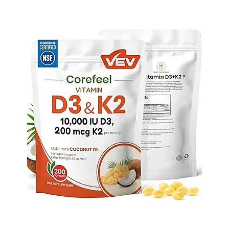 $12.99 for 300-Count Corefeel Vitamin D3 K2 10,000 IU