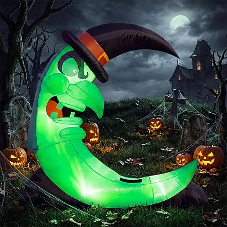 9FT Green Witch Moon Halloween Inflatable for $44.99