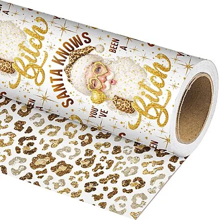 Reversible Funny Christmas Wrapping Paper Roll for $5.99