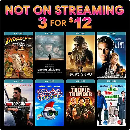 3 Paramount Digital Movies for $12