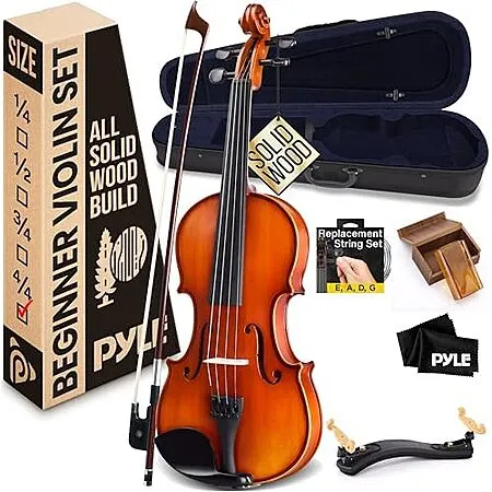 $58 for Pyle Solid Wood Full Size Violin Set