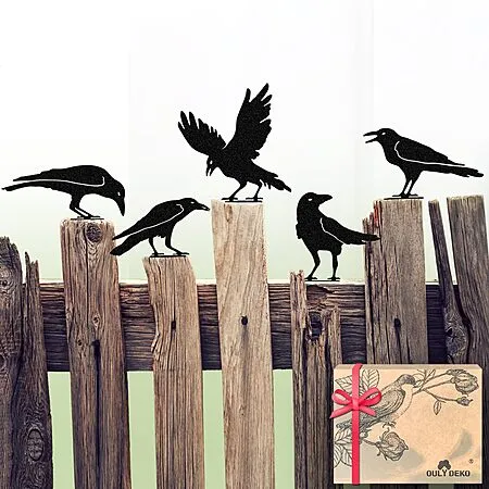5-Count Metal Raven Crow Garden Statues for $9.53