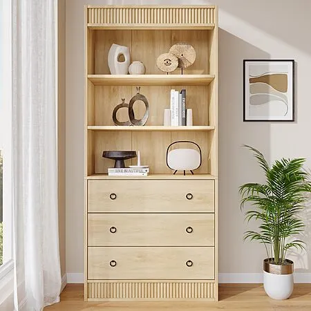 70.8" GarveeHome Fluted Bookshelf for $79.99