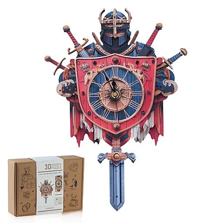 39-Piece Rnfinewow Wooden Knight Clock Kit for $9.98