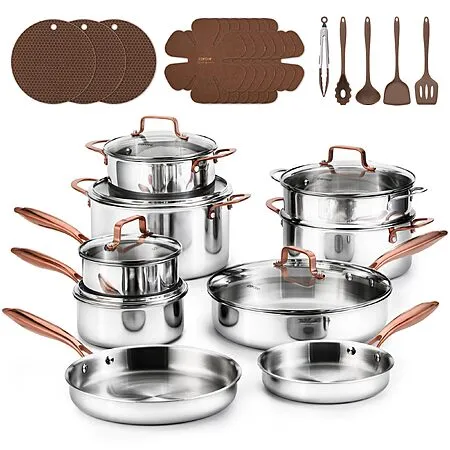 Tri-Ply Stainless Steel Cookware Set for $169.99