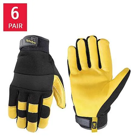 6-Pair Men’s HydraHyde Leather Work Gloves for $37.99
