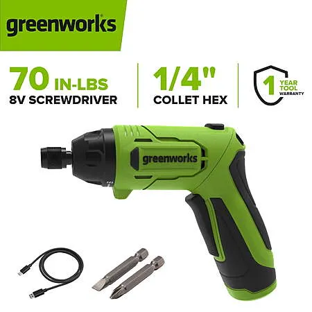 Greenworks 8V Screwdriver for $24.97