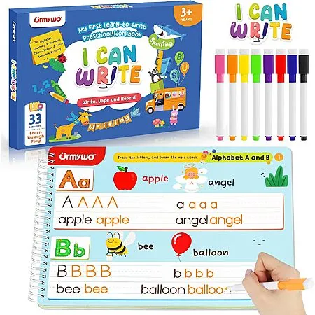 Dry-Erase Workbook for Ages 3-6 at $8.99!