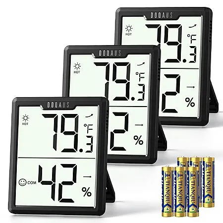 DOQAUS 3 Pack Digital Hygrometer for $13.79