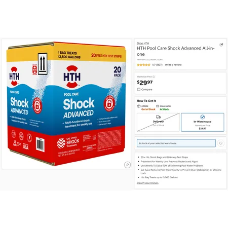 $29.97 for HTH Pool Care Shock Advanced All-in-one