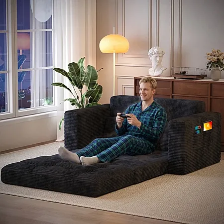 59" Lofka Convertible Corduroy Futon for $179.97