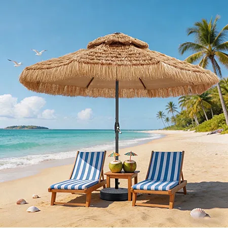 9ft Boho Fringe Thatched Tiki Patio Umbrella for $69.99
