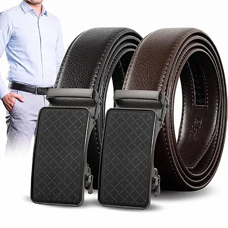 Men's Leather Ratchet Belt 2 Pack for $13.99