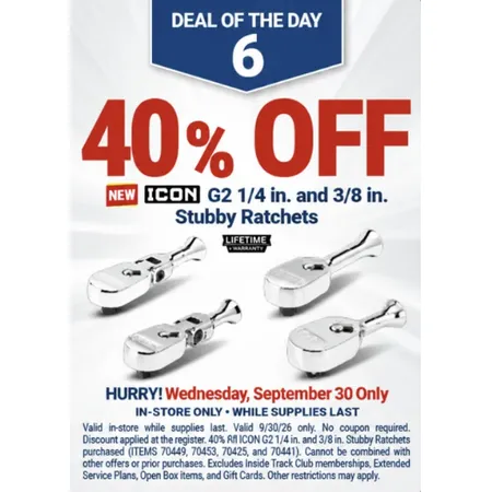 40% Off ICON G2 Ratchets at Harbor Freight