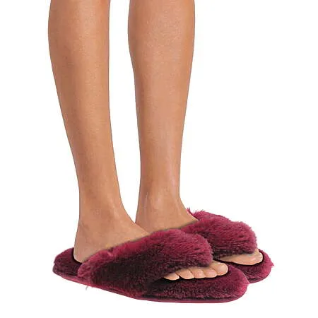 Faux Fur Thong Slippers for $2.30