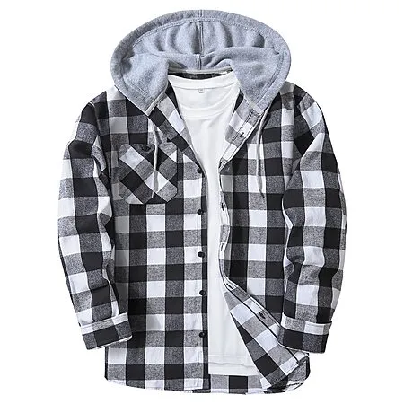 Men's Flannel Hoodie Shirt for $9.49