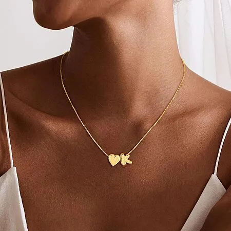 Initial Heart Pendant Necklace for $4