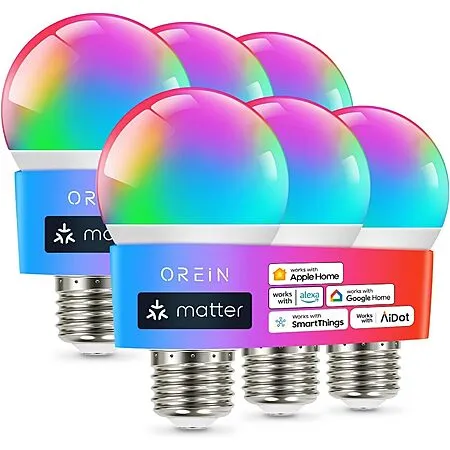 6-Pack OREiN Color Changing Smart LED Bulbs for $17.99