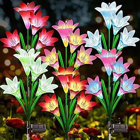 $19.99 for 6-Pk KuBace Solar Outdoor LED Lily Garden Lights