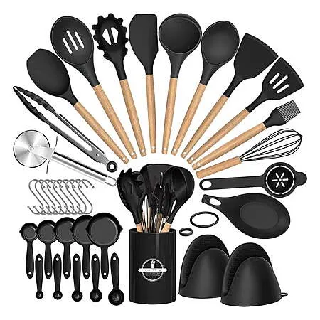 NULAS 37-Pc Silicone Kitchen Utensil Set for $15.99