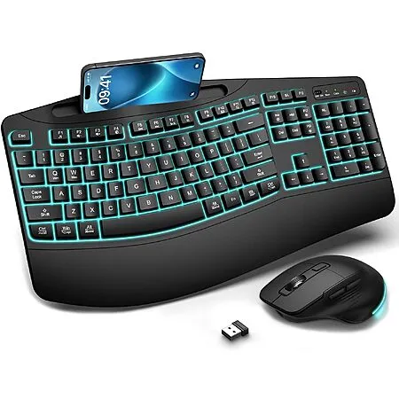 Wireless Ergonomic Keyboard & Mouse Combo for $21.99