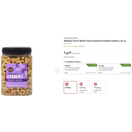 Wellsley Farms Cashews for $6.28 After Coupons