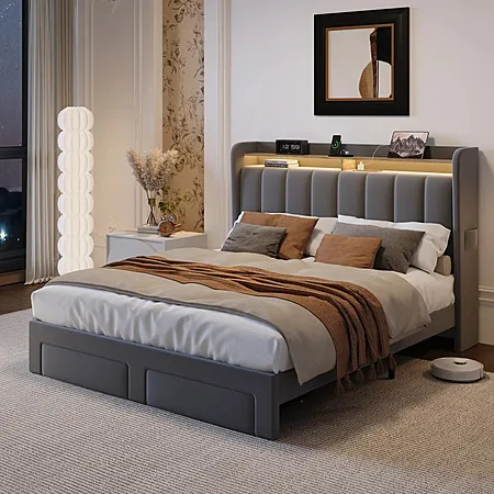 Upholstered Storage Platform Bed Frame for $229.99