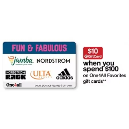 $100 One4All Favorites Gift Card + $10 Target Gift Card for Target Circle Members