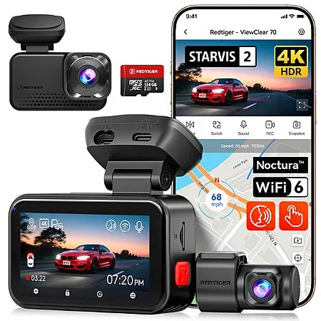 REDTIGER VC70 4K Dual Dash Cam for $150