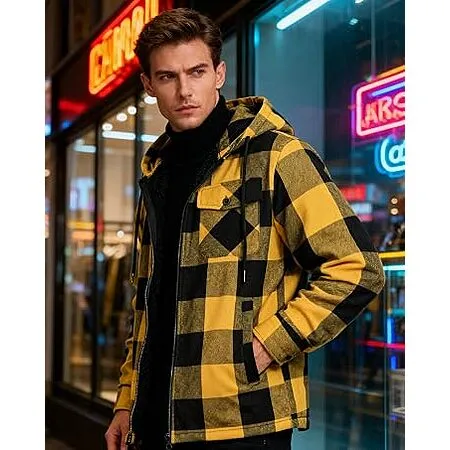50% Off ZITY Plaid Flannel Hoodie Shirt Jacket!
