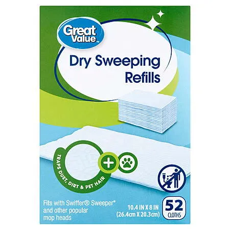 $7.76 for Great Value Dry Sweeping Cloth Refill (52 Count)