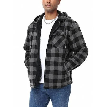 ZITY Men's Plaid Flannel Hoodie Shirt Jacket for $14.99