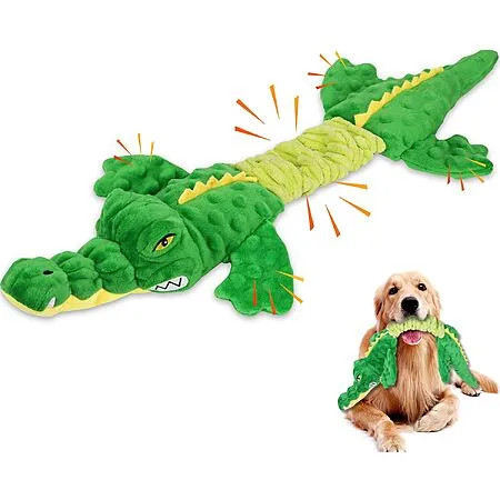 17" Letsmeet Large Plush Alligator Squeaky Dog Toy for $5.99