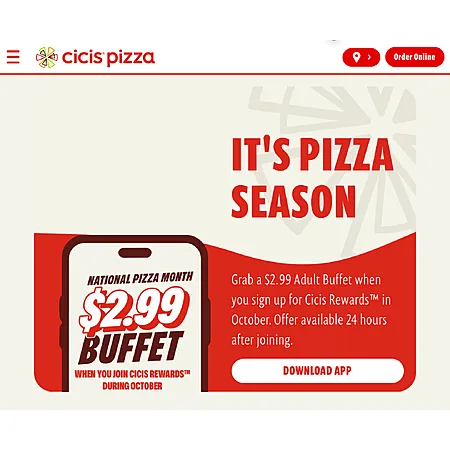 $2.99 Adult Buffet at Cici's Pizza!