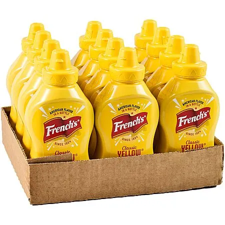 French's Yellow Mustard Squeeze Bottle 12 pack for $6