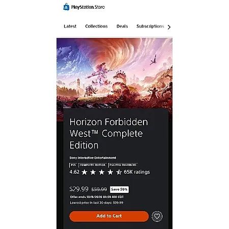 Lowest price ever for Horizon Forbidden West - Complete Edition for PS5