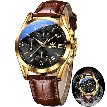 50% Off OLEVS Menβs Leather Chronograph Watch