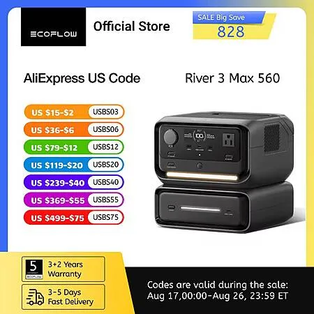 ECOFLOW River 3 Max Portable Power Station for $314.50