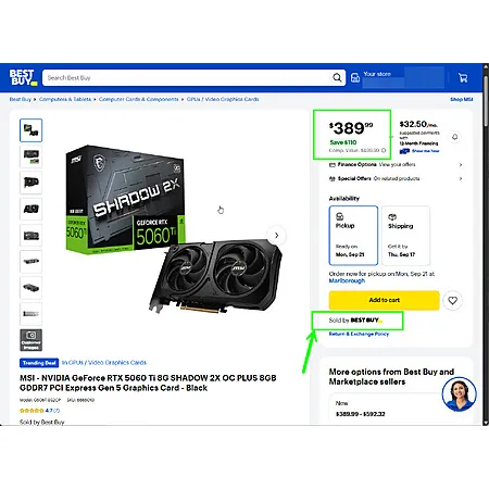 NVIDIA GeForce RTX 5060 Ti for $389