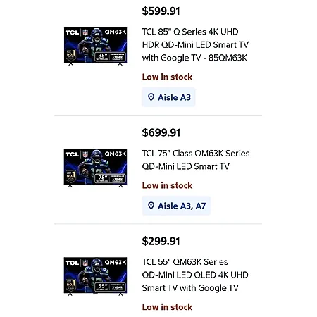 TCL QM63K TVs on Clearance from $299.91!