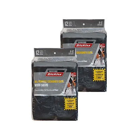 24-Pack Dickies Men's Work Crew Socks for $11.87