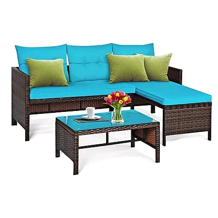 33% Off Tangkula 3-Piece Wicker Rattan Patio Sofa Set
