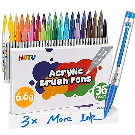 36-Colors HOTU Acrylic Paint Markers for $11.49