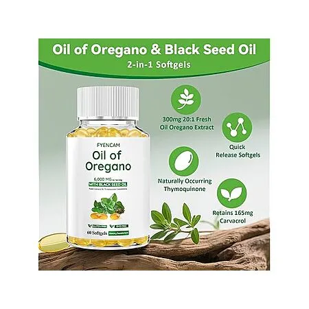 2-Pack Organic Oil of Oregano & Black Seed Oil Softgels for $6.99