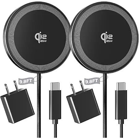2-Pack 25W Magnetic Wireless Charger Pads for $9.78