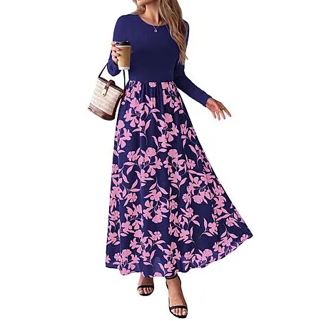 50% Off Women’s Long Sleeve Boho Maxi Dress