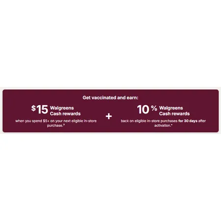 $15 Walgreens Cash Rewards for Vaccination